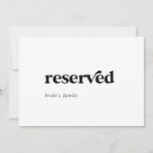 Modern Black Typografy Reserviert Sign (Vorderseite)