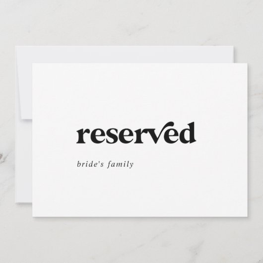 Modern Black Typografy Reserviert Sign (Rückseite)