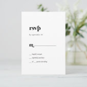 Modern Black Typografy Simple RSVP Card (Stehend Vorderseite)