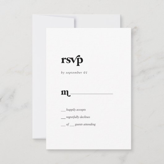 Modern Black Typografy Simple RSVP Card Karte (Vorderseite)