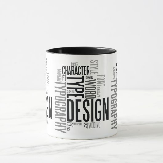 Modern Black Typography Design Mug Tasse (Zentrum)