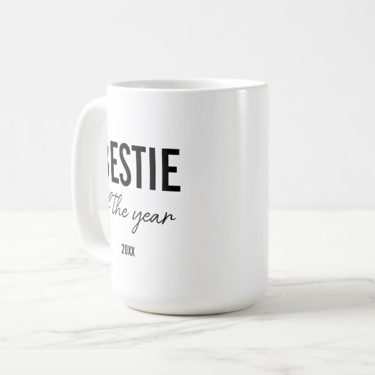Modern Black Typography Simple Personalized Bestie Kaffeetasse (Vorderseite Links)