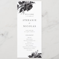 Modern Black Watercolor Roses Floral Wedding