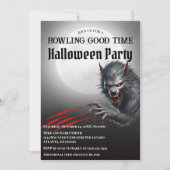 Modern Black Werewolf Full Moon Halloween-Party Einladung (Vorderseite)