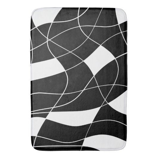 modern Black &white abstract pattern Bath Mat Badematte (Vorderseite Vertikal)