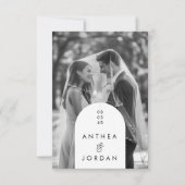 Modern Black & White Arch Photo Wedding Invitation Einladung (Vorderseite)