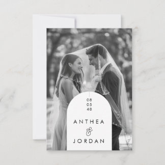 Modern Black & White Arch Photo Wedding Invitation Einladung