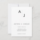Modern Black & White Arch Photo Wedding Invitation Einladung (Rückseite)