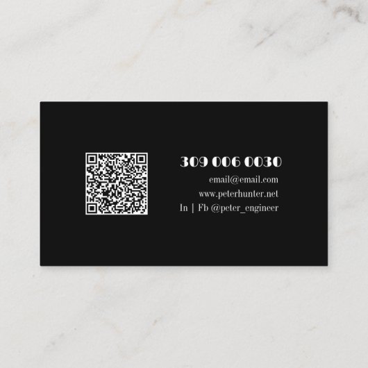 Modern Black & White Architectural Engineer  Visitenkarte (Rückseite)