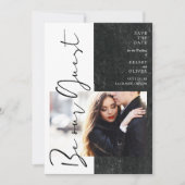 Modern Black & White Be Our Guest Photo Couple (Vorderseite)