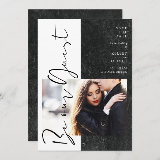 Modern Black & White Be Our Guest Photo Couple (Vorne/Hinten)