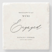 Modern Black & White Calligraphy Engagement Party Steinuntersetzer (Vorderseite)