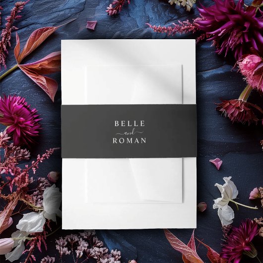 Modern Black & White Calligraphy Wedding Einladungsbanderole