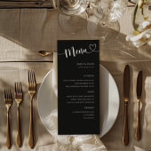 Modern Black & White Calligraphy Wedding Menükarte