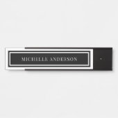 Modern Black & White Chic Double Boarder Elegant  Türschild (Vorderseite )