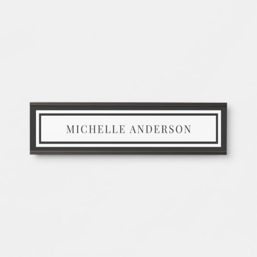 Modern Black & White Chic Double Boarder Elegant Türschild (Vorderseite )