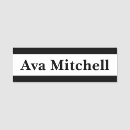 Modern Black & White Classic Name Tag Namensschild