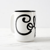 Modern Black & White Coffee Script Mug - Premium  Zweifarbige Tasse (Vorderseite Links)