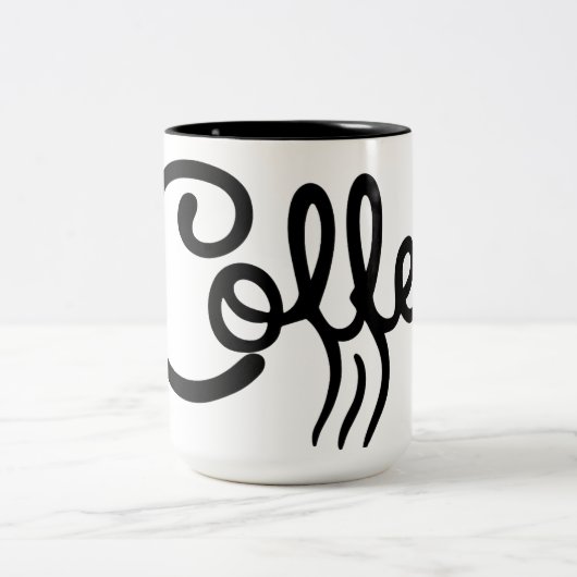 Modern Black & White Coffee Script Mug - Premium  Zweifarbige Tasse (Mittel)