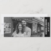 Modern Black White Concert Ticket Photo QR Wedding Save The Date (Rückseite)