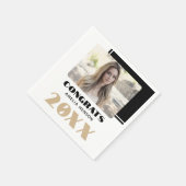 Modern Black White Congrats Graduate Photo  Serviette (Ecke)
