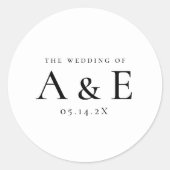 Modern Black & White Couples Monogram Wedding Runder Aufkleber (Vorderseite)