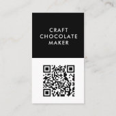 Modern Black White Craft Chocolate Maker QR Code Visitenkarte (Rückseite)