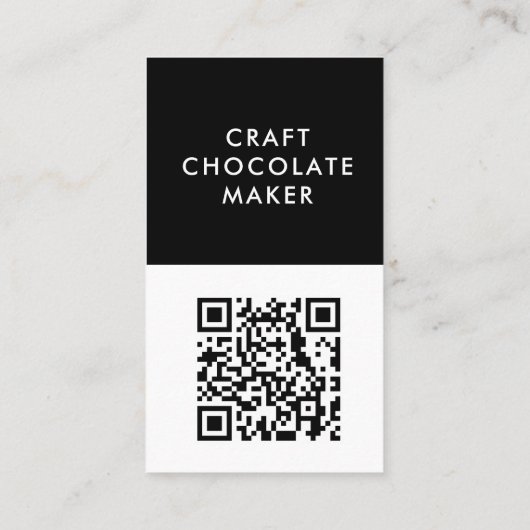 Modern Black White Craft Chocolate Maker QR Code Visitenkarte (Rückseite)