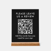 Modern Black & White Custom Leave a Review QR Code Acrylschild (Vorderseite)