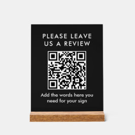 Modern Black & White Custom Leave a Review QR Code Acrylschild