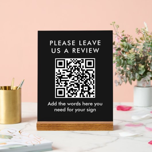 Modern Black & White Custom Leave a Review QR Code Acrylschild (Hochzeit)