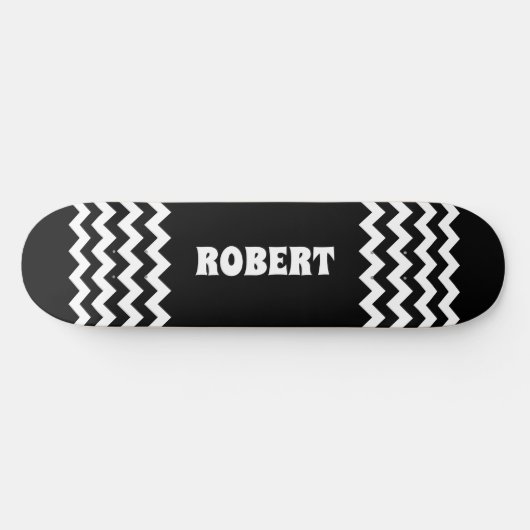 Modern Black &White Custom Name Skateboard (Horizontal)