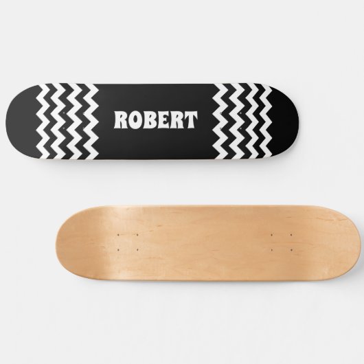 Modern Black &White Custom Name Skateboard (Horizontal)