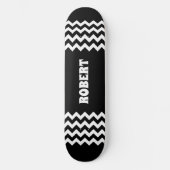 Modern Black &White Custom Name Skateboard (Vorderseite)
