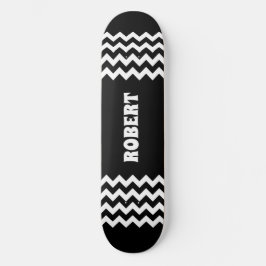 Modern Black &White Custom Name Skateboard