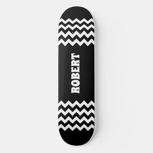 Modern Black &White Custom Name Skateboard (Vorderseite)
