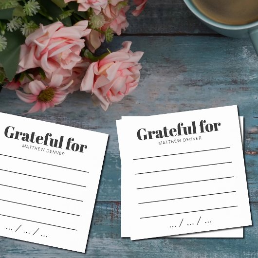 Modern Black & White Daily Grateful Gratitude Note Post-it Klebezettel