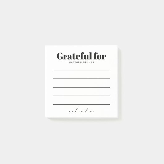 Modern Black & White Daily Grateful Gratitude Note Post-it Klebezettel (Vorderseite)