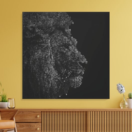 Modern Black & White Digital Letter Art Foto Lion Leinwanddruck (Insitu (Wohnzimmer))