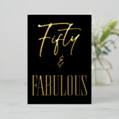 Modern Black White Fifty & Fabulous Birthday Folieneinladung (Stehend vorne)