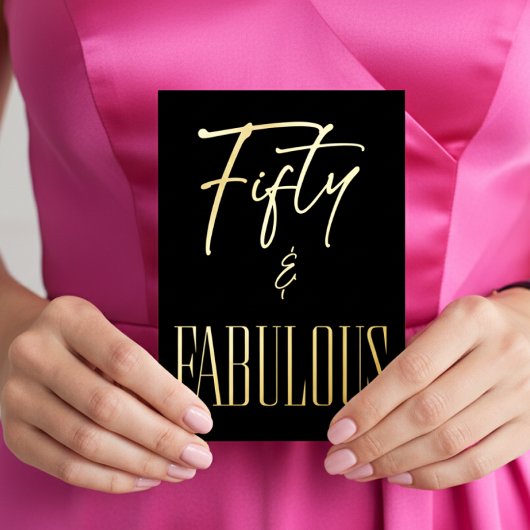 Modern Black White Fifty & Fabulous Birthday Folieneinladung