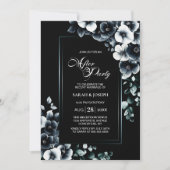 Modern Black White Floral Wedding After Party Einladung (Vorderseite)