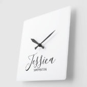 Modern Black White Full Name Trendy Stylish Quadratische Wanduhr (Winkel)