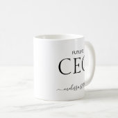 Modern Black & White Future CEO Name | Girly Gift Kaffeetasse (VorderseiteRechts)