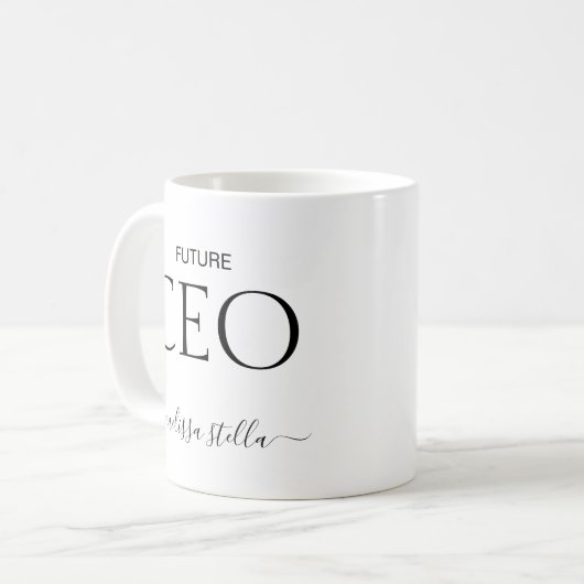 Modern Black & White Future CEO Name | Girly Gift Kaffeetasse (Vorderseite Links)