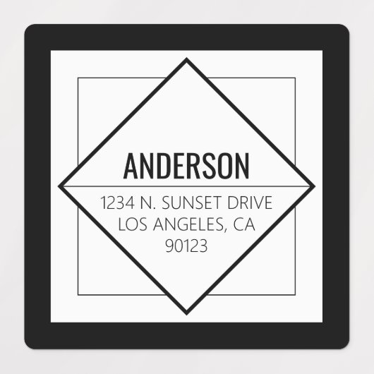 Modern Black & White Geometric  Etiketten (Design 1)