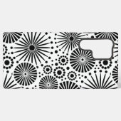 Modern Black White Geometric Flowers Starburst  Samsung Galaxy Hülle (Rückseite (Horizontal))