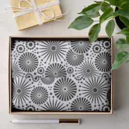 Modern Black White Geometric Flowers Starburst  Seidenpapier