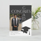 Modern Black White Geometric Photo Graduation (Stehend Vorderseite)