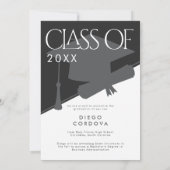 Modern Black White Geometric Photo Graduation (Rückseite)